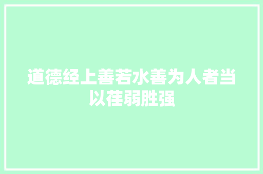 道德经上善若水善为人者当以荏弱胜强