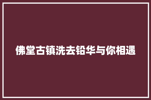 佛堂古镇洗去铅华与你相遇 佛堂古镇洗去铅华与你相遇