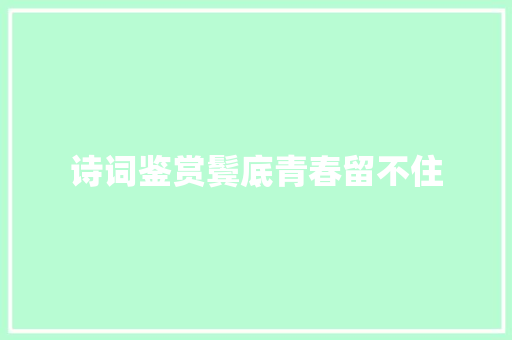 诗词鉴赏鬓底青春留不住 诗词鉴赏鬓底青春留不住