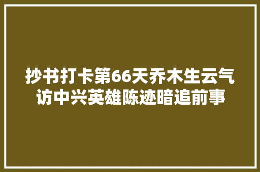 抄书打卡第66天乔木生云气访中兴英雄陈迹暗追前事