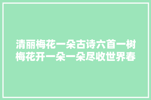 清丽梅花一朵古诗六首一树梅花开一朵一朵尽收世界春