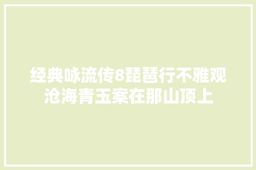 经典咏流传8琵琶行不雅观沧海青玉案在那山顶上