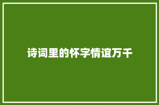 诗词里的怀字情谊万千
