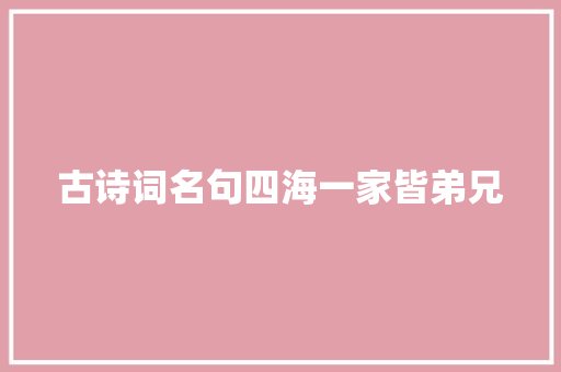 古诗词名句四海一家皆弟兄