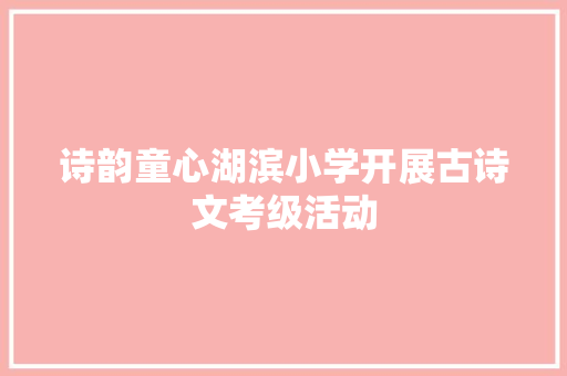 诗韵童心湖滨小学开展古诗文考级活动 诗韵童心湖滨小学开展古诗文考级活动