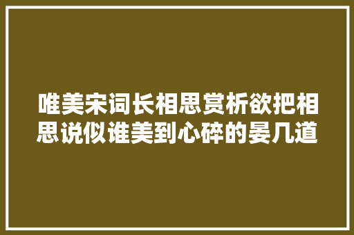 唯美宋词长相思赏析欲把相思说似谁美到心碎的晏几道诗词
