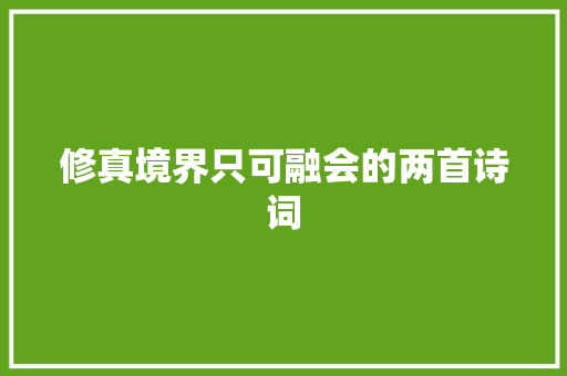 修真境界只可融会的两首诗词