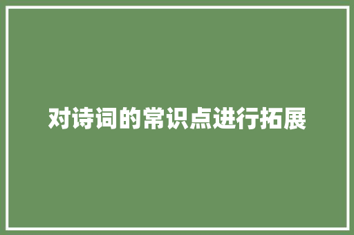 对诗词的常识点进行拓展