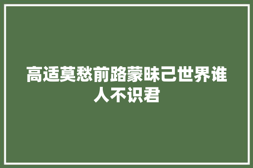 高适莫愁前路蒙昧己世界谁人不识君