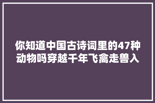 你知道中国古诗词里的47种动物吗穿越千年飞禽走兽入诗来 你知道中国古诗词里的47种动物吗穿越千年飞禽走兽入诗来
