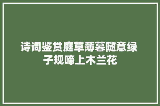 诗词鉴赏庭草薄暮随意绿 子规啼上木兰花