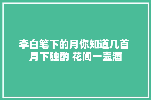 李白笔下的月你知道几首 月下独酌 花间一壶酒