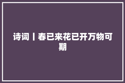 诗词丨春已来花已开万物可期