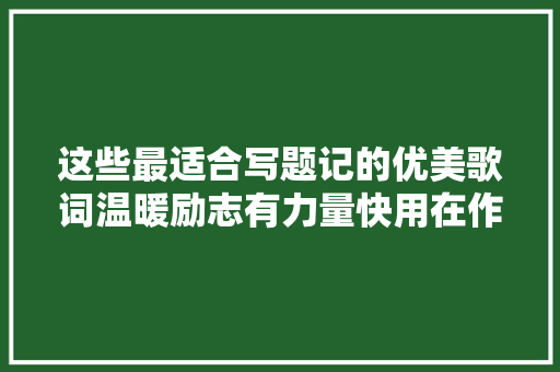 这些最适合写题记的优美歌词温暖励志有力量快用在作文里加分