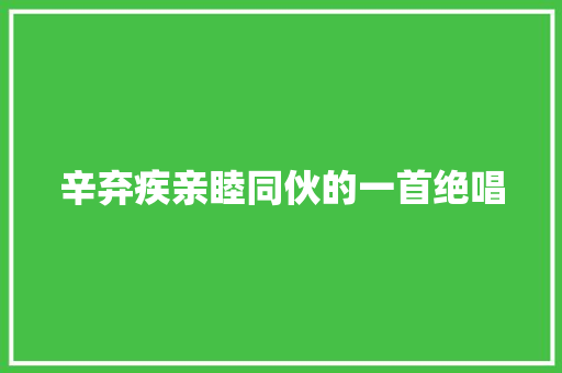 辛弃疾亲睦同伙的一首绝唱