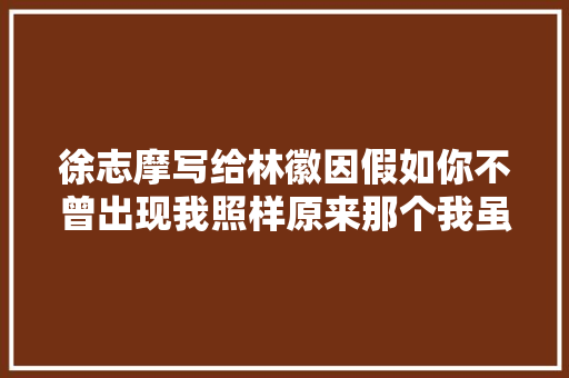 徐志摩写给林徽因假如你不曾出现我照样原来那个我虽然孤