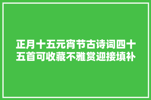 正月十五元宵节古诗词四十五首可收藏不雅赏迎接填补