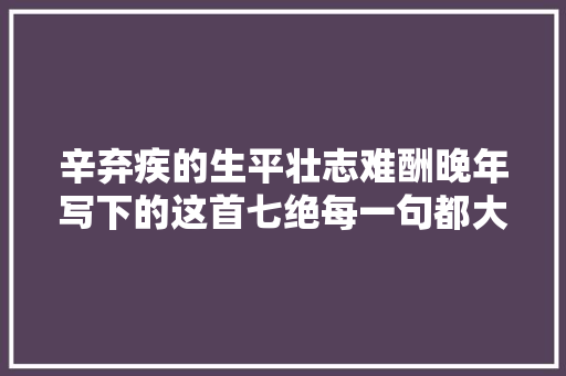 辛弃疾的生平壮志难酬晚年写下的这首七绝每一句都大年夜发感慨