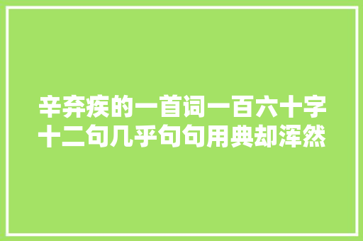 辛弃疾的一首词一百六十字十二句几乎句句用典却浑然天成