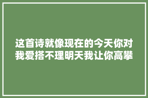 这首诗就像现在的今天你对我爱搭不理明天我让你高攀不起