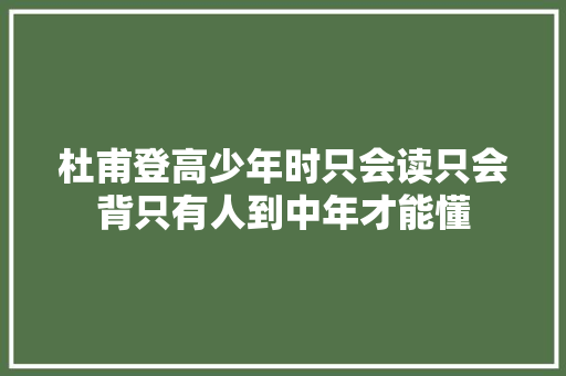 杜甫登高少年时只会读只会背只有人到中年才能懂