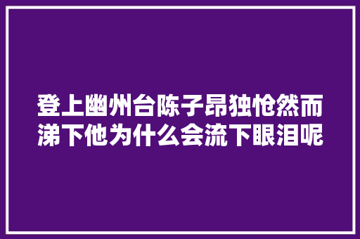 登上幽州台陈子昂独怆然而涕下他为什么会流下眼泪呢