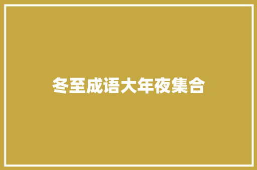 冬至成语大年夜集合