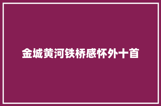 金城黄河铁桥感怀外十首