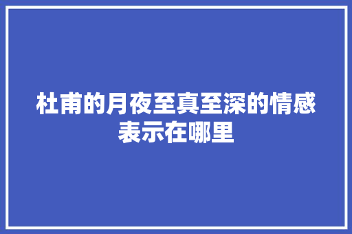 杜甫的月夜至真至深的情感表示在哪里