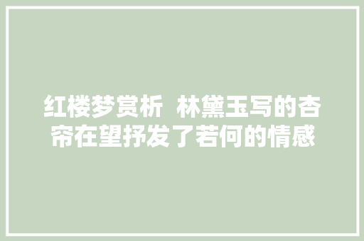 红楼梦赏析  林黛玉写的杏帘在望抒发了若何的情感