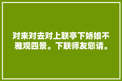 对来对去对上联亭下娇娘不雅观四景。下联师友您请。