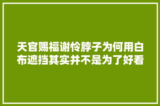 天官赐福谢怜脖子为何用白布遮挡其实并不是为了好看
