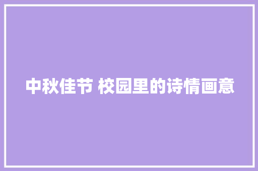 中秋佳节 校园里的诗情画意 中秋佳节 校园里的诗情画意