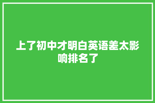 上了初中才明白英语差太影响排名了
