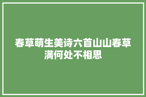 春草萌生美诗六首山山春草满何处不相思