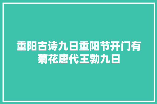 重阳古诗九日重阳节开门有菊花唐代王勃九日