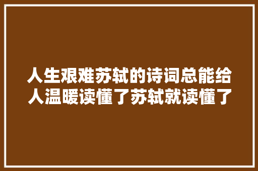 人生艰难苏轼的诗词总能给人温暖读懂了苏轼就读懂了人生