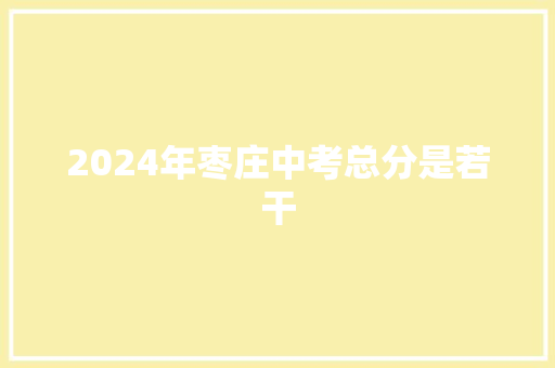 2024年枣庄中考总分是若干