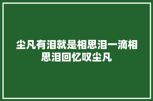 尘凡有泪就是相思泪一滴相思泪回忆叹尘凡