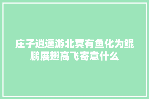 庄子逍遥游北冥有鱼化为鲲鹏展翅高飞寄意什么