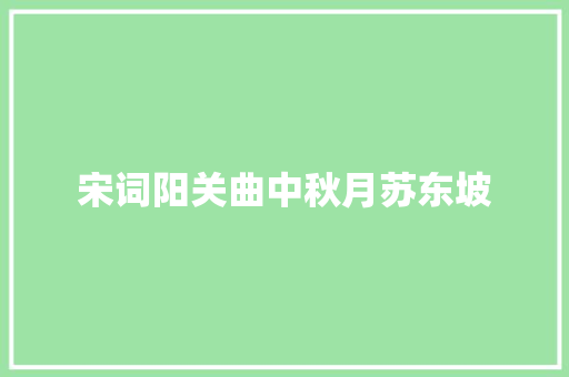 宋词阳关曲中秋月苏东坡