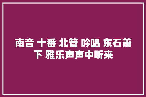 南音 十番 北管 吟唱 东石萧下 雅乐声声中听来