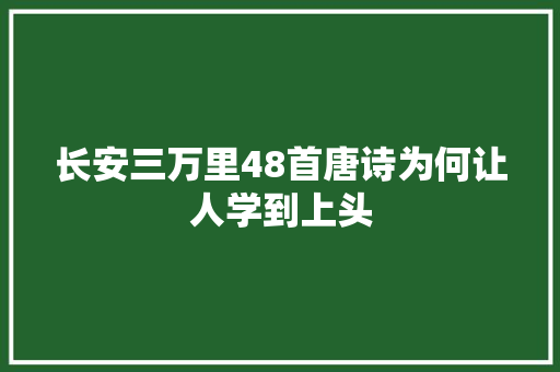 长安三万里48首唐诗为何让人学到上头