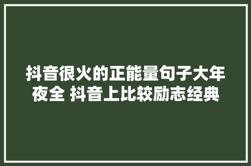 抖音很火的正能量句子大年夜全 抖音上比较励志经典的话