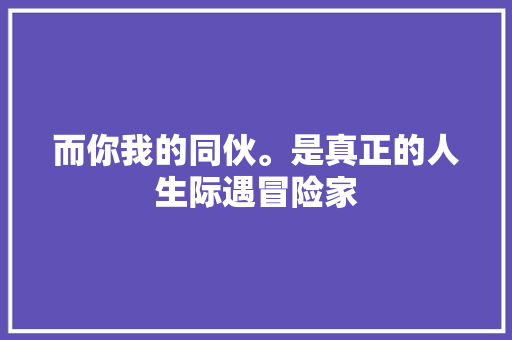 而你我的同伙。是真正的人生际遇冒险家