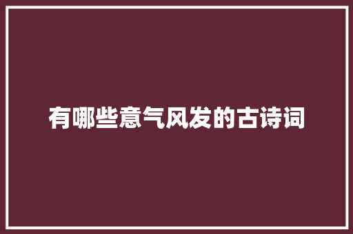 有哪些意气风发的古诗词