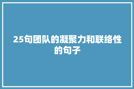 25句团队的凝聚力和联络性的句子