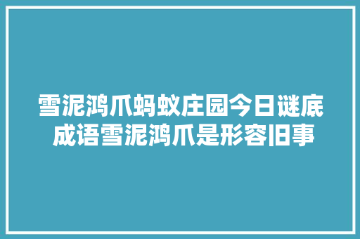 雪泥鸿爪蚂蚁庄园今日谜底 成语雪泥鸿爪是形容旧事遗留的痕迹