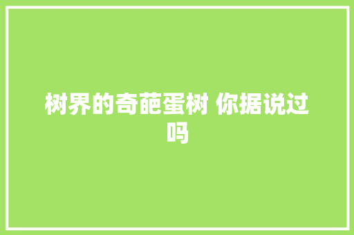 树界的奇葩蛋树 你据说过吗
