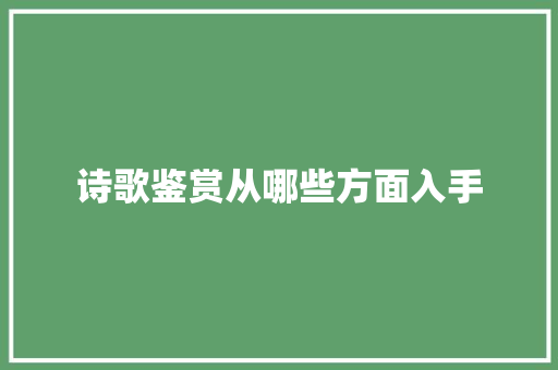 诗歌鉴赏从哪些方面入手